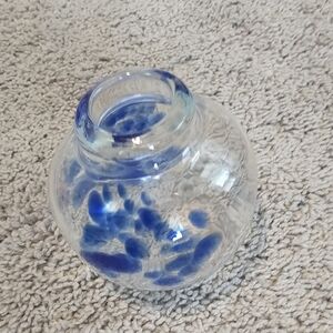 Clear Glass Vase with Blue Accents